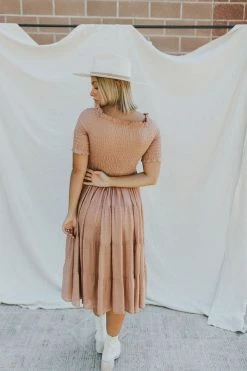 Henly Marlene Swiss Dot Midi In Mauve Dresses