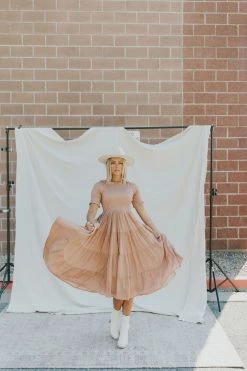 Henly Marlene Swiss Dot Midi In Mauve Dresses