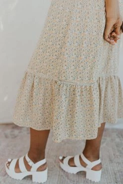 Henly Gardenia Smocked Midi In Yellow Dresses