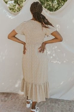 Henly Gardenia Smocked Midi In Yellow Dresses