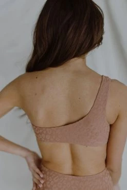 Henly Swim Oasis Textured One Shoulder Bikini In Copper