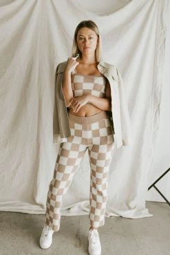 Henly *Checkmate Sweater Pants In Taupe SALE
