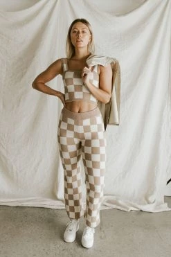 Henly *Checkmate Sweater Pants In Taupe SALE