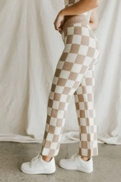 Henly *Checkmate Sweater Pants In Taupe SALE