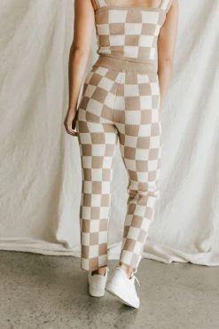 Henly *Checkmate Sweater Pants In Taupe SALE