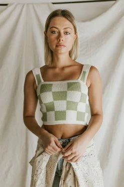 Henly Checkmate Sweater Crop In Pistachio SETS