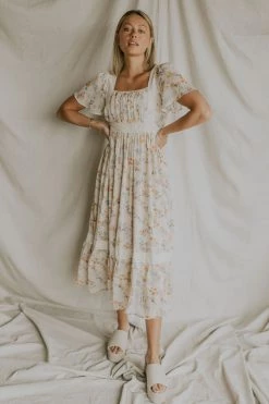 Henly New Romantics Lace Midi In Cream Dresses