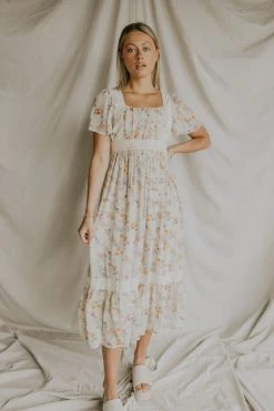 Henly New Romantics Lace Midi In Cream Dresses