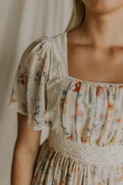 Henly New Romantics Lace Midi In Cream Dresses