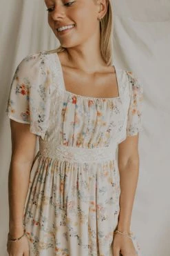 Henly New Romantics Lace Midi In Cream Dresses