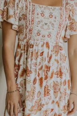 Henly Rising Sun Lace Midi In Amber Dresses