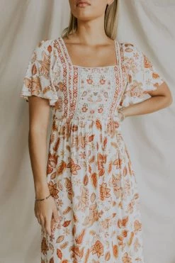 Henly Rising Sun Lace Midi In Amber Dresses