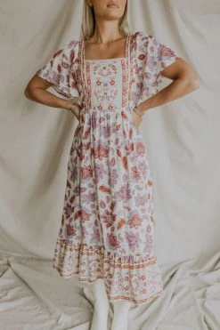 Henly Rising Sun Lace Midi In Fuchsia Dresses