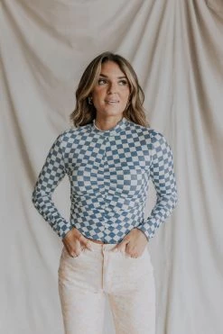 Henly *Chill Pill Checkered Top In Blue SALE