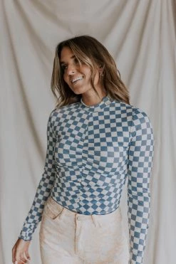 Henly *Chill Pill Checkered Top In Blue SALE
