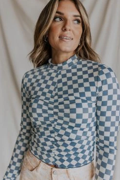 Henly *Chill Pill Checkered Top In Blue SALE