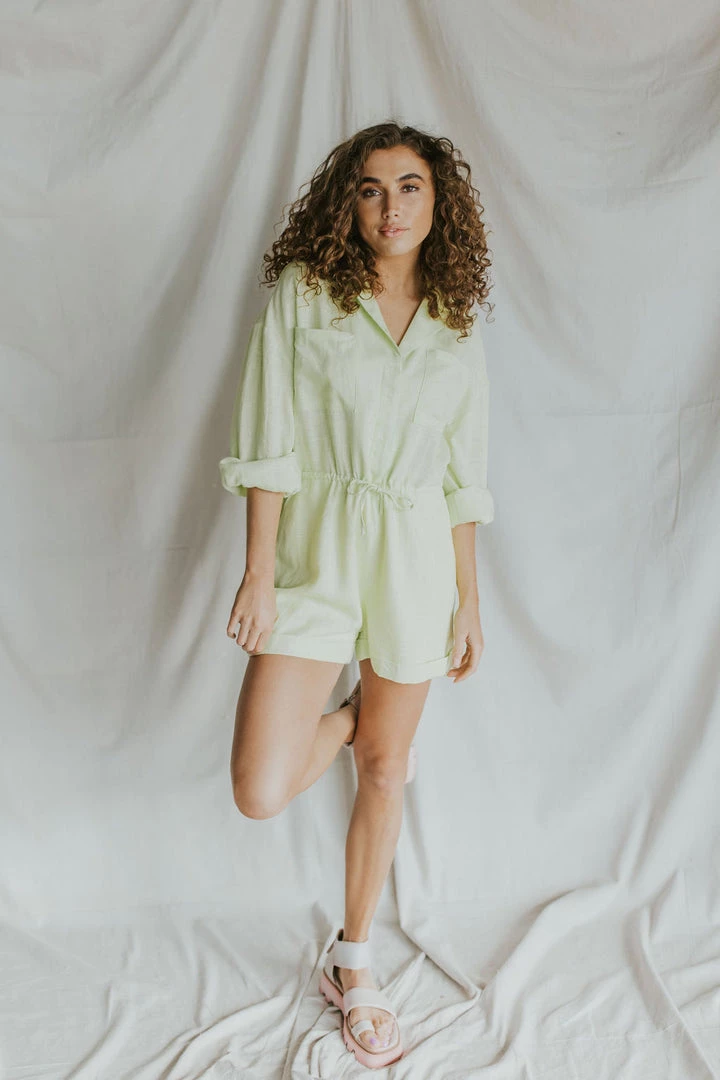 Henly *Lime Time Linen Romper SALE