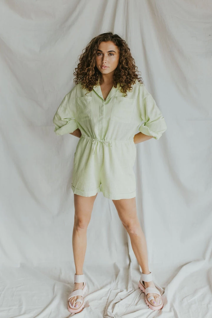 Henly *Lime Time Linen Romper SALE