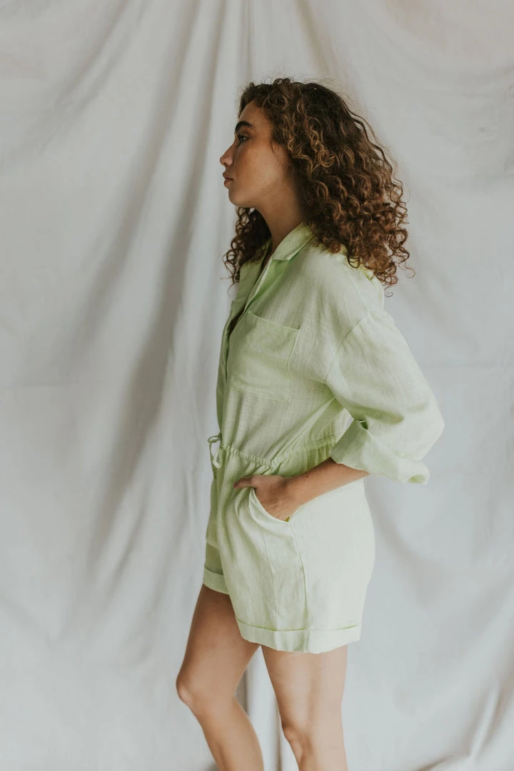 Henly *Lime Time Linen Romper SALE