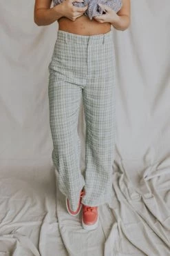 Henly Amy Plaid Pants In Pistachio Pants/Shorts