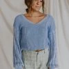Henly Sweaters Free People When It Rains V Neck Sweater In Cornflower