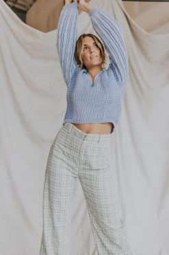 Henly Sweaters Free People When It Rains V Neck Sweater In Cornflower