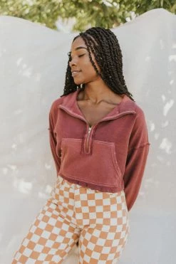 Henly Free People Kitty Pullover In Faded Rust Tops