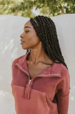 Henly Free People Kitty Pullover In Faded Rust Tops