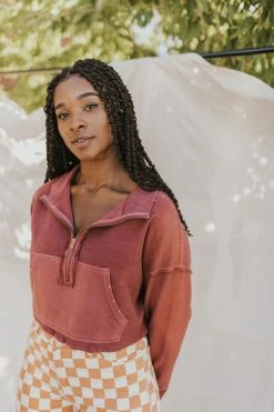 Henly Free People Kitty Pullover In Faded Rust Tops