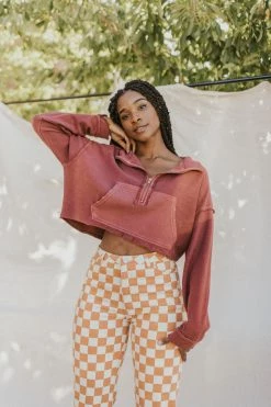 Henly Free People Kitty Pullover In Faded Rust Tops