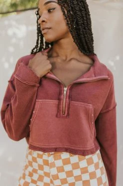Henly Free People Kitty Pullover In Faded Rust Tops