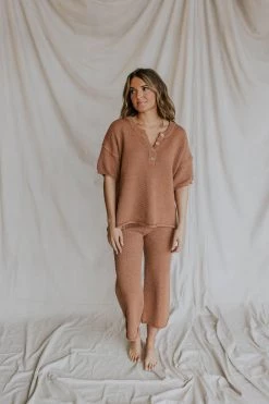 Henly Tulum Knit Top In Brick SETS