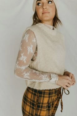 Henly Free People Margot Vest In Tea Combo Tops