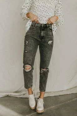 Henly Denim Nicki Distressed Jeans In Vintage Black