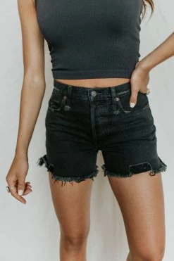 Henly Free People Makai Cut Off In Washed Black Denim