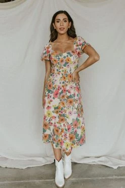 Henly Opal Floral Midi Dresses