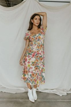 Henly Opal Floral Midi Dresses