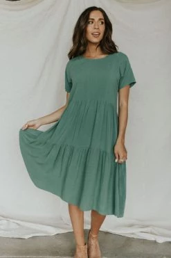 Henly Thea Linen Babydoll In Jade Dresses