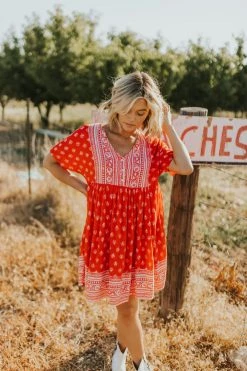 Henly Dresses Elora Dress In Boho Red