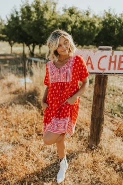 Henly Dresses Elora Dress In Boho Red