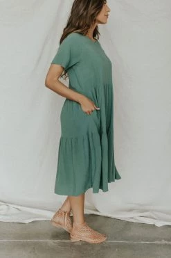 Henly Thea Linen Babydoll In Jade Dresses