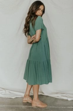Henly Thea Linen Babydoll In Jade Dresses