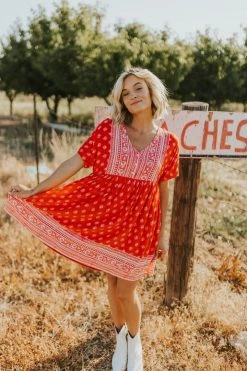 Henly Dresses Elora Dress In Boho Red