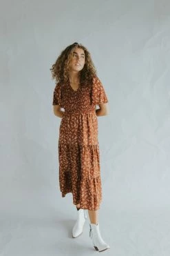 Henly Dresses Florence Smocked Midi In Rust