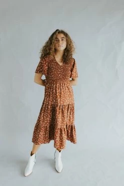 Henly Dresses Florence Smocked Midi In Rust