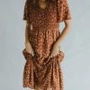 Henly Dresses Florence Smocked Midi In Rust