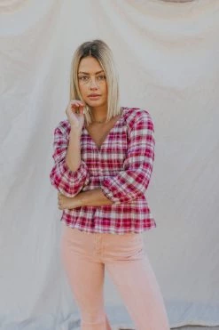 Henly SALE *Camille Smocked Peplum In Fuchsia