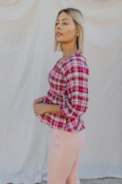 Henly SALE *Camille Smocked Peplum In Fuchsia