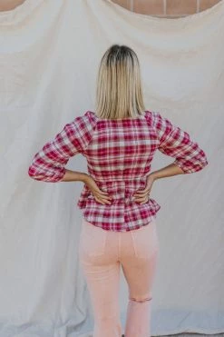 Henly SALE *Camille Smocked Peplum In Fuchsia