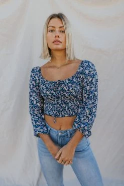 Henly *Kelly K Floral Crop In Navy SALE